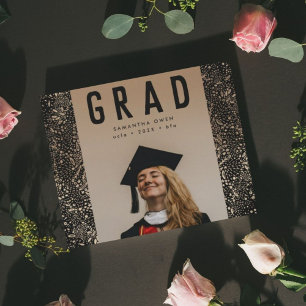 Black Gold Elegante Foil Botanicals Grad Foto Ankündigung