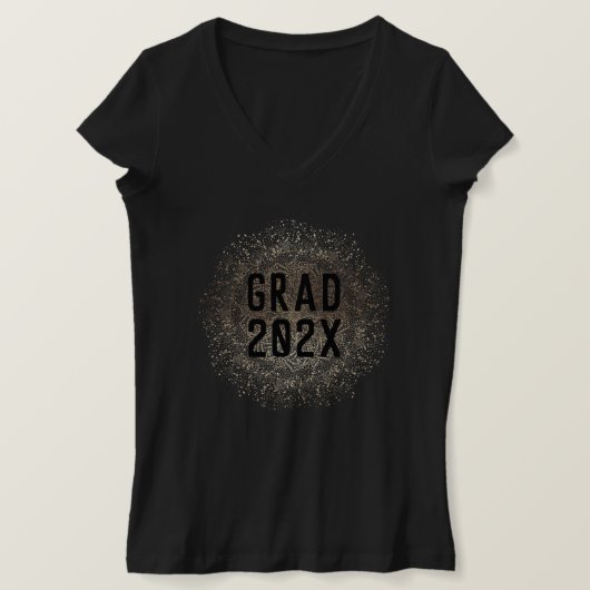 Black Gold Elegante Foil Botanicals Graduate Uni T-Shirt (Design vorne)