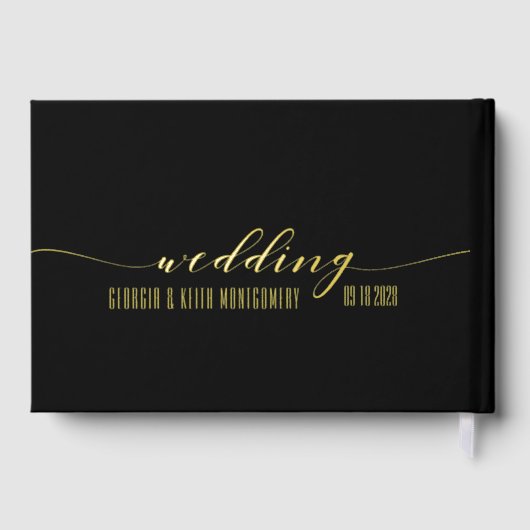 Black & Gold Elegante Hochzeit Gästebuch (Rückseite)