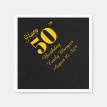 Black & Gold Elegante Klassische Erwachsene Geburt