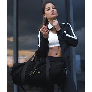 Black Gold Elegante Mit Monogramm Gym Sports Trave Duffle Bag