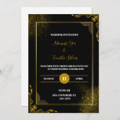 Black Gold Elegante Moderne Hochzeit Einladung (Vorne/Hinten)