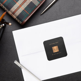 Black Gold elegante Monogram Name Vielen Dank Quadratischer Aufkleber