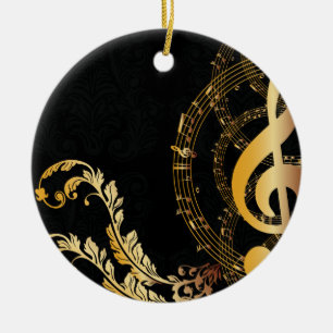 Black Gold Elegante Musiknote Keramik Ornament
