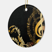 Black Gold Elegante Musiknote Keramik Ornament (Links)