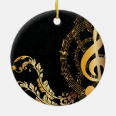 Black Gold Elegante Musiknote Keramik Ornament (Hinten)