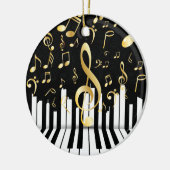 Black Gold Elegante Musiknote Klaviertasten Keramik Ornament (Links)