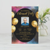 Black Gold Elegante Rentirement Party Einladung (Stehend Vorderseite)