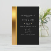 Black & Gold Elegante Royal Glam Wedding Einladung (Stehend Vorderseite)