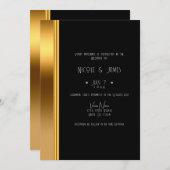 Black & Gold Elegante Royal Glam Wedding Einladung (Vorne/Hinten)