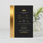 Black & Gold Elegante Royal Glam Wedding Einladung (Stehend Vorderseite)