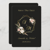 Black Gold Elegante Save the Date Einladung (Vorne/Hinten)
