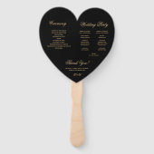 Black Gold Elegante Script Heart Wedding Program Fächer (Rückseite)