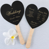 Black Gold Elegante Script Heart Wedding Program Fächer