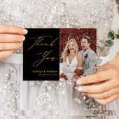 Black Gold Elegante Script Moderne Hochzeit Vielen Postkarte