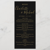 Black Gold Elegante Signature Wedding Menu Menükarte (Vorderseite)