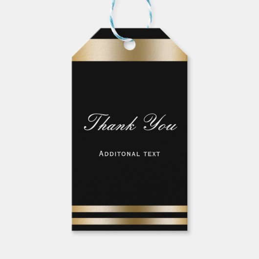 Black Gold Elegante Verlobung Event Gastgeschenk H Geschenkanhänger (Vorderseite)