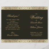 Black Gold Elegante Vintag Floral Wedding Program (Vorderseite)