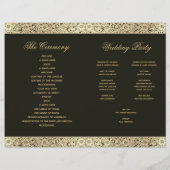 Black Gold Elegante Vintag Floral Wedding Program (Rückseite)
