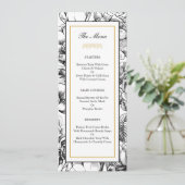 Black & Gold Elegante Wedding Party Menu Card Einladung (Stehend Vorderseite)