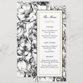 Black & Gold Elegante Wedding Party Menu Card Einladung