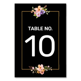 Black Gold Elegante Wedding Tischnummer Card