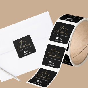 Black Gold Elegante Weihnachts-Logo-Business Quadratischer Aufkleber