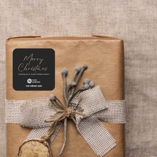 Black Gold Elegante Weihnachts-Logo-Business Quadratischer Aufkleber