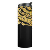 Black & Gold Eleganter Glitzer Leopard Cheetah Pri Thermosbecher (Nach links gedreht)