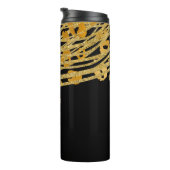 Black & Gold Eleganter Glitzer Leopard Cheetah Pri Thermosbecher (Nach rechts gedreht)