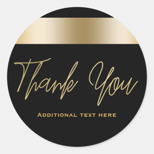 Black & Gold Elegantes Chic Dinner Gastgeschenk Runder Aufkleber (Vorderseite)