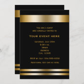 Black & Gold Elegantes Dinner Party Einladung (Vorne/Hinten)
