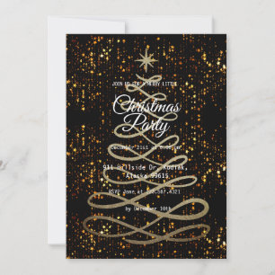 Black Gold Elegantes Einfaches Modern Weihnachten  Einladung