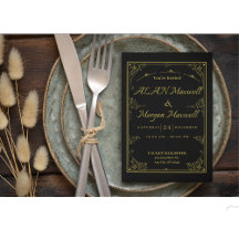Black & Gold Elegantes Foto Hochzeitsfoil