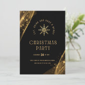 Black Gold Elegantes Weihnachts-Party Einladung (Stehend Vorderseite)