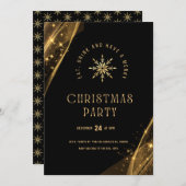 Black Gold Elegantes Weihnachts-Party Einladung (Vorne/Hinten)