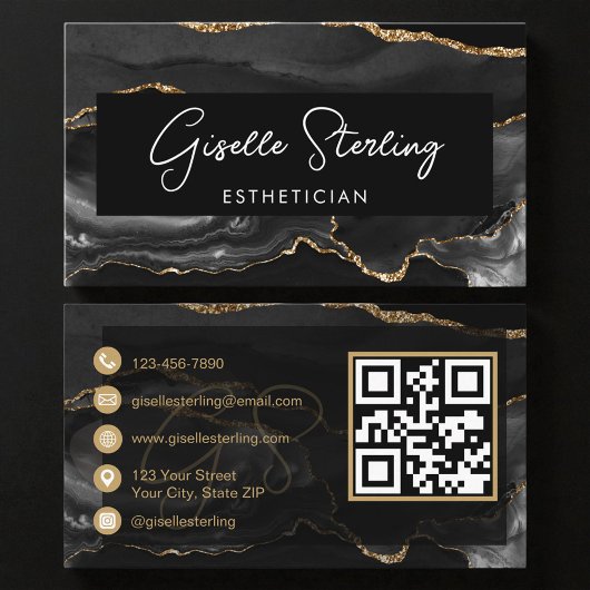Black Gold Esthetician QR Code  Visitenkarte