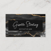 Black Gold Esthetician QR Code  Visitenkarte (Vorderseite)
