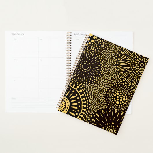 Black Gold Ethnic Floral Daily Planner Notebook Planer (Anzeige)