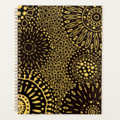 Black Gold Ethnic Floral Daily Planner Notebook Planer (Vorderseite)