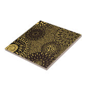 Black Gold Ethnic Floral Muster Fliese (Seite)