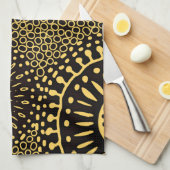 Black Gold Ethnic Floral Pattern Kitchen Towel Geschirrtuch (Viertel Falte)