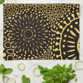 Black Gold Ethnic Floral Pattern Kitchen Towel Geschirrtuch (Gefaltet)