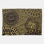 Black Gold Ethnic Floral Pattern Kitchen Towel Geschirrtuch (Horizontal)
