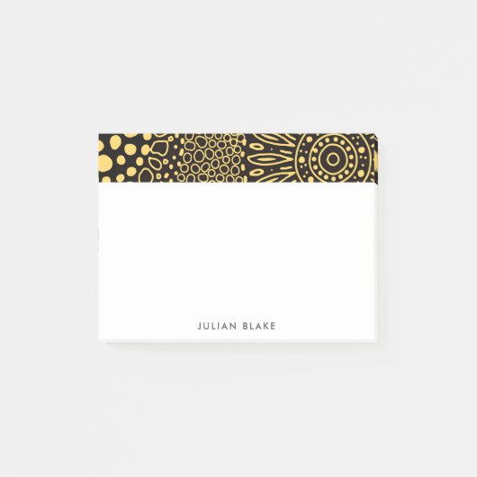 Black Gold Ethnic Floral Personalize Post-it Notes Klebezettel (Vorderseite)