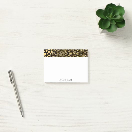 Black Gold Ethnic Floral Personalize Post-it Notes Klebezettel (Büro)