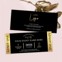 Black & Gold Event Ticket Business Logo Admit One