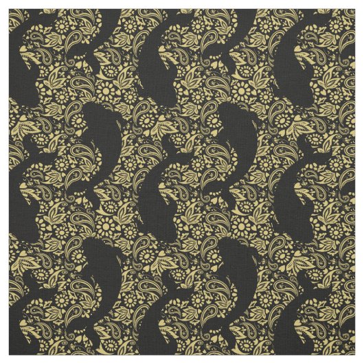 Black Gold Exotic Koi Fish Muster Stoff (Muster)