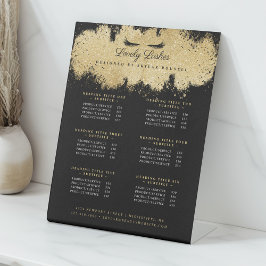 Black & Gold Eyelash Beauty Salon Service List Sockelschild
