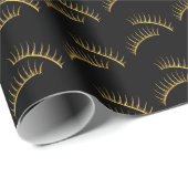 Black Gold Eyelashes Birthday Geschenkpapier (Rolleneckpunkt)